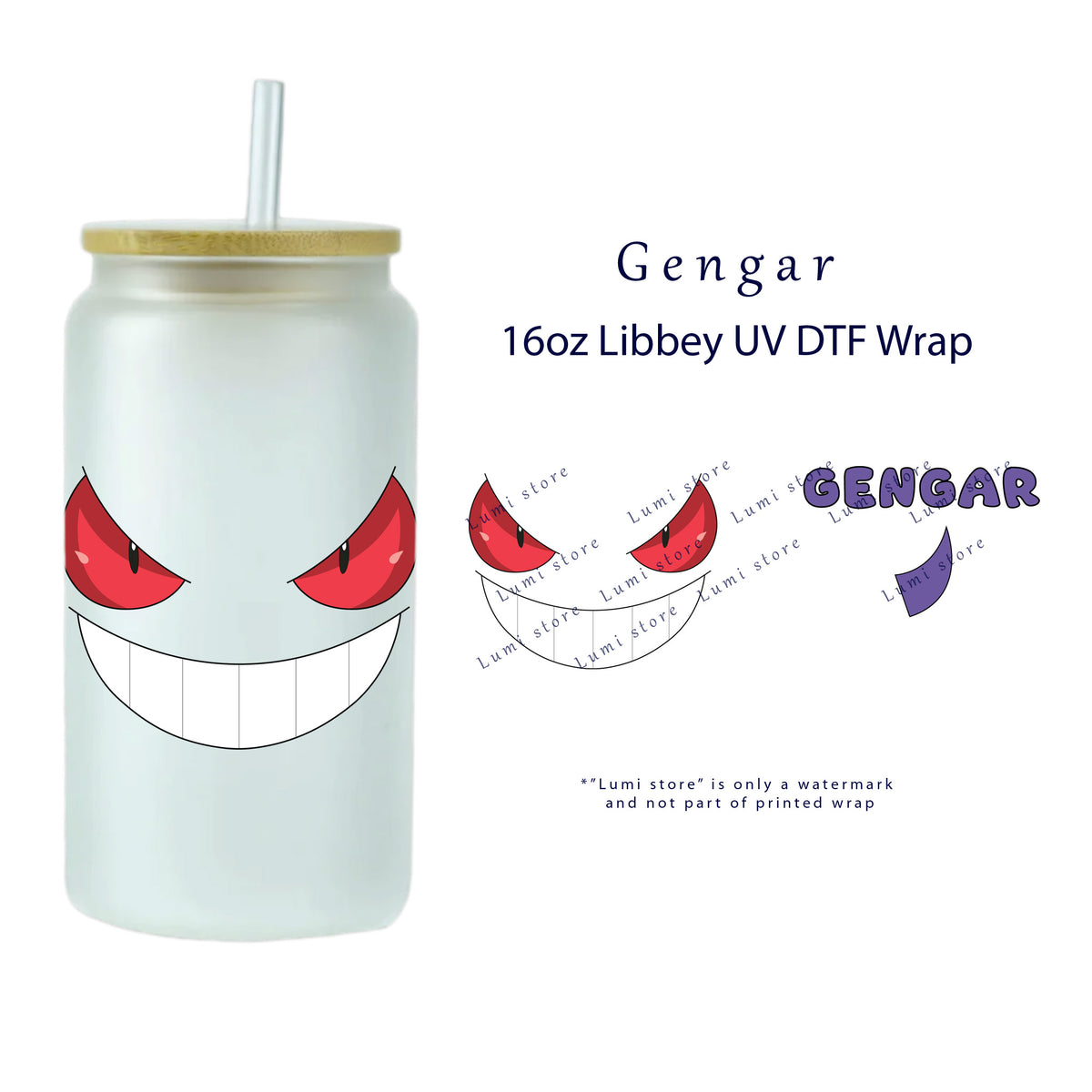 Gengar from Pokémon UV DTF cup wrap