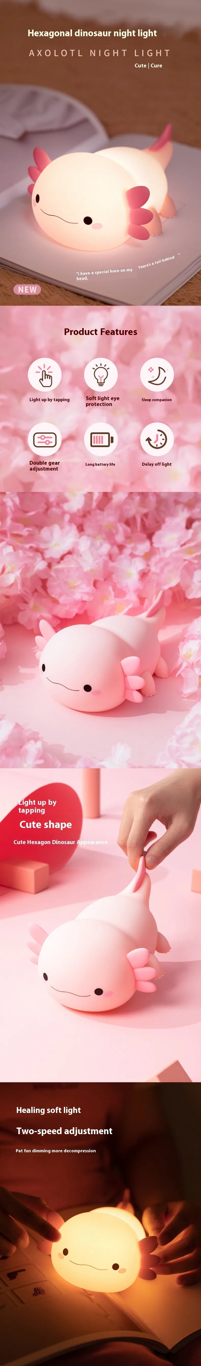 Cartoon Axolotl Night Lamp