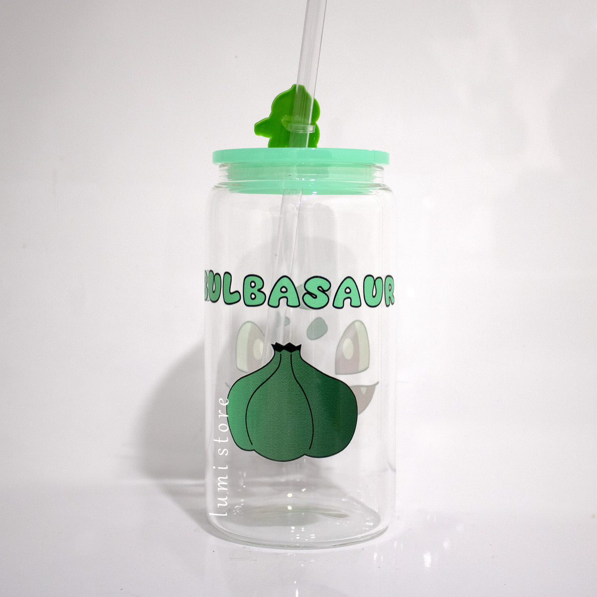 Bulbasaur from Pokémon 16oz glass tumbler - detail view