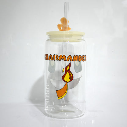 Charmander from Pokémon 16oz glass tumbler - detail view