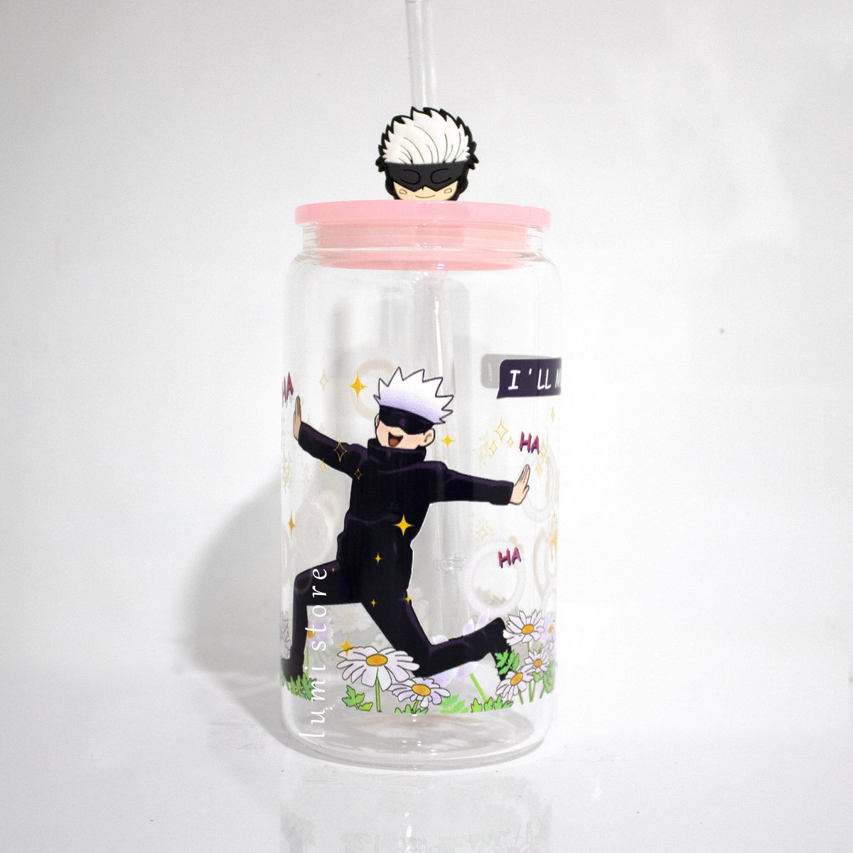 Gojo from Jujutsu Kaisen 16oz glass tumbler