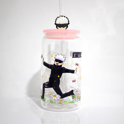 Gojo from Jujutsu Kaisen 16oz glass tumbler