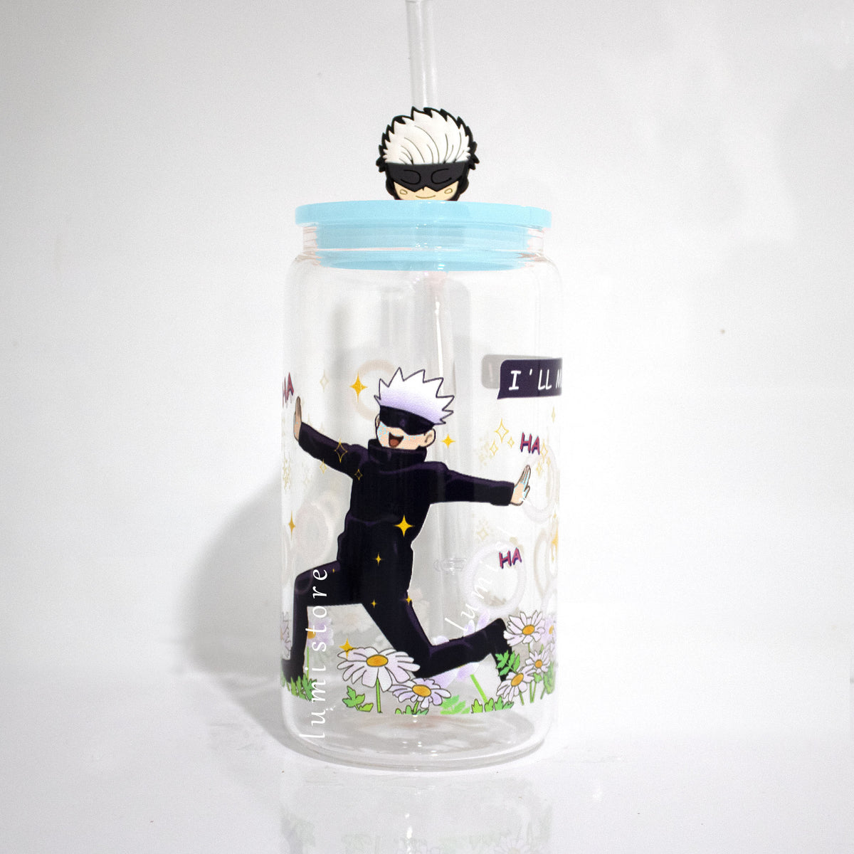 Gojo from Jujutsu Kaisen 16oz glass tumbler - alternate view