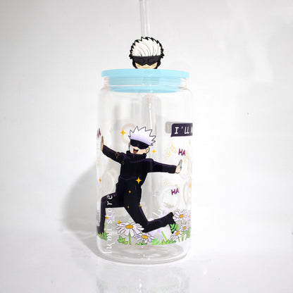 Gojo from Jujutsu Kaisen 16oz glass tumbler - alternate view