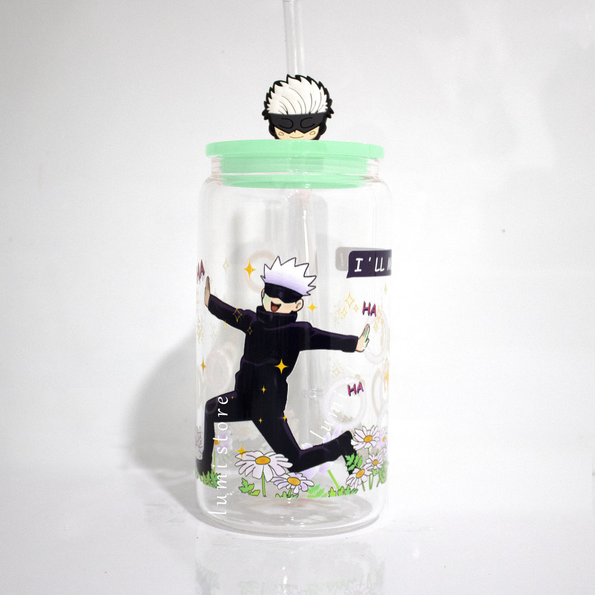 Gojo from Jujutsu Kaisen 16oz glass tumbler - alternate view