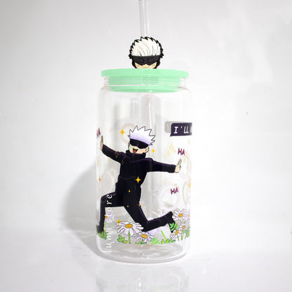 Gojo from Jujutsu Kaisen 16oz glass tumbler - alternate view