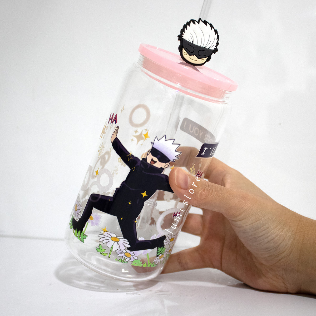 Gojo from Jujutsu Kaisen 16oz glass tumbler - alternate view