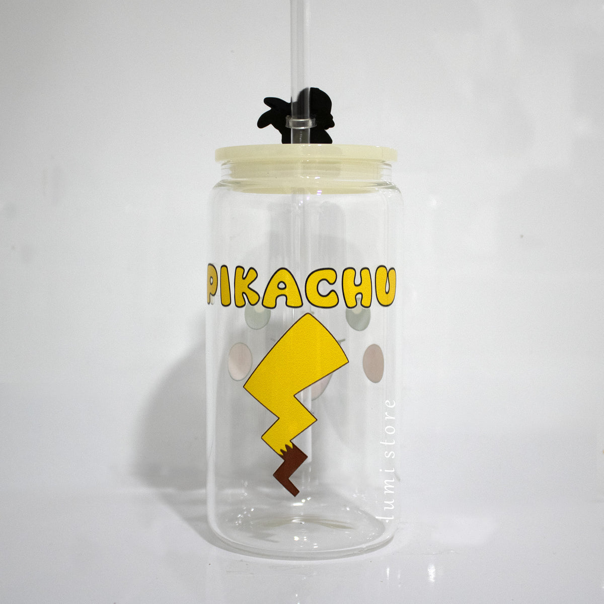 Pikachu from Pokémon 16oz glass tumbler - detail view