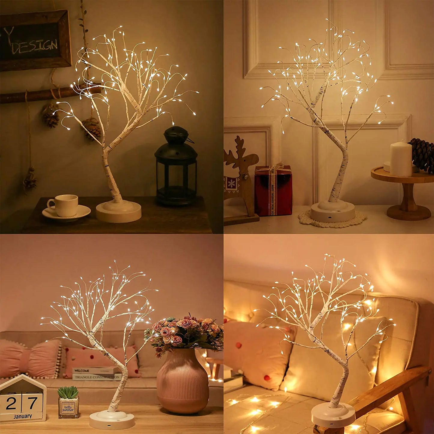 LED Birch Tabletop Bonsai Tree Accent Light