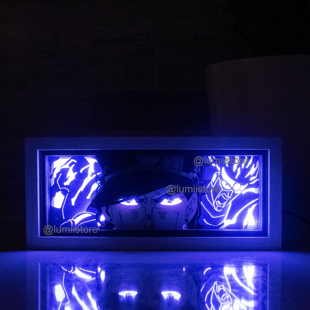 Jotaro from JoJo's Bizarre Adventure LED light box - detail view