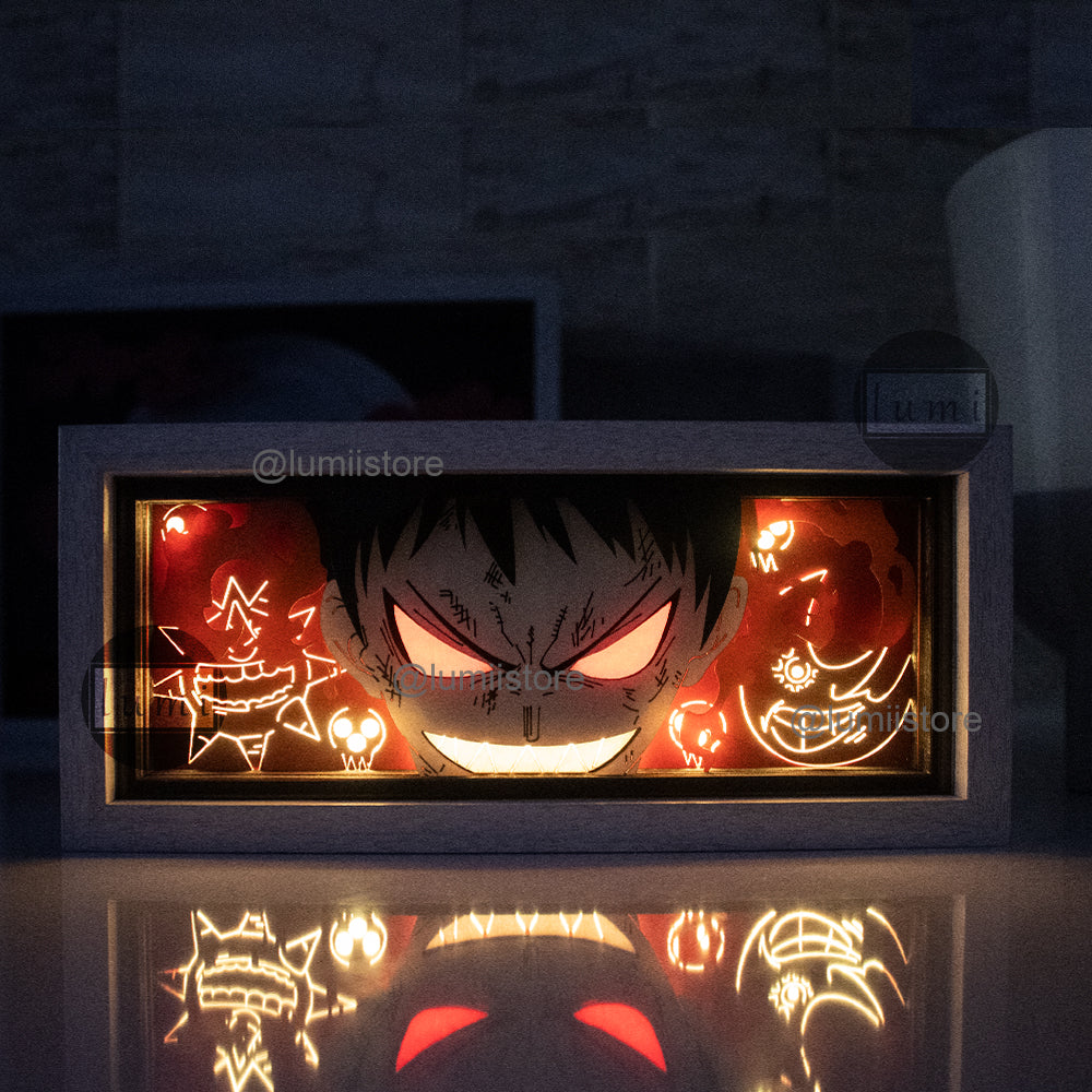 Shinra from Fire Force LED light box - detail view