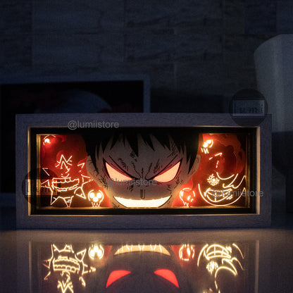Shinra from Fire Force LED light box - detail view