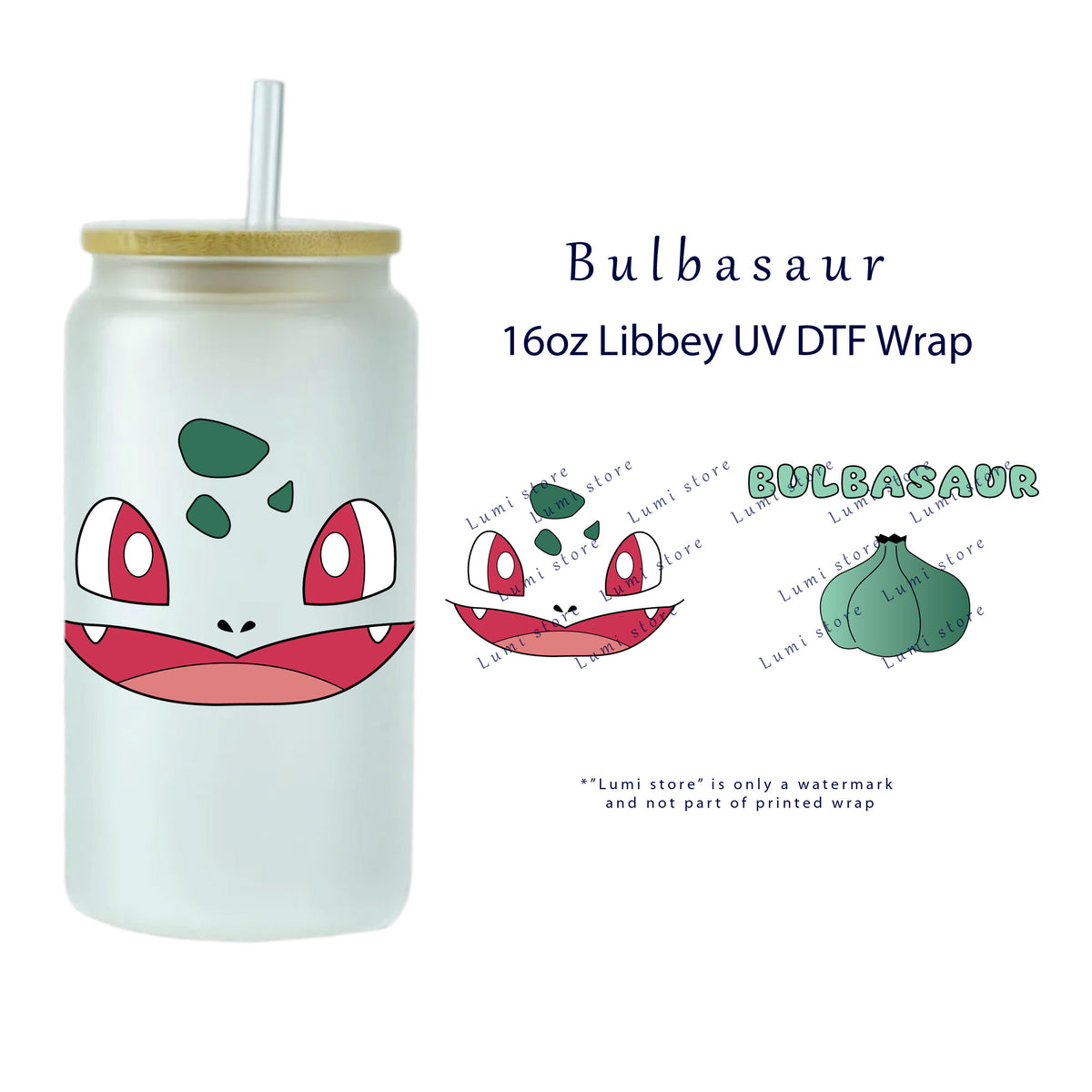 Bulbasaur from Pokémon UV DTF cup wrap