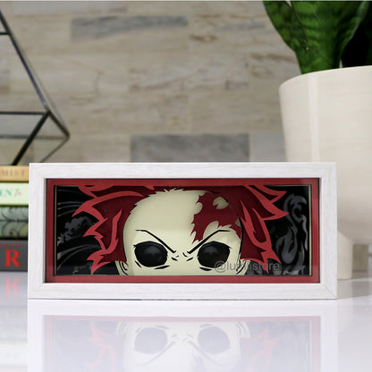 Tanjiro from Demon Slayer LED light box glowing