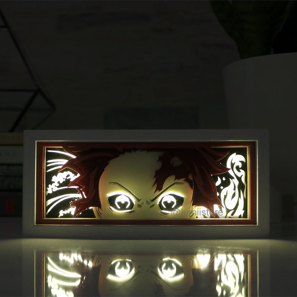 Tanjiro from Demon Slayer LED light box - detail view