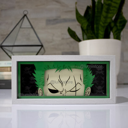 Zoro from One Piece LED light box glowing