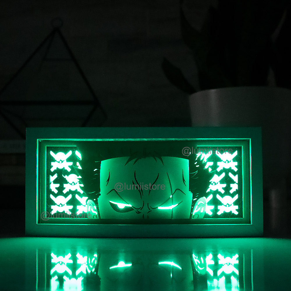 Zoro from One Piece LED light box - detail view